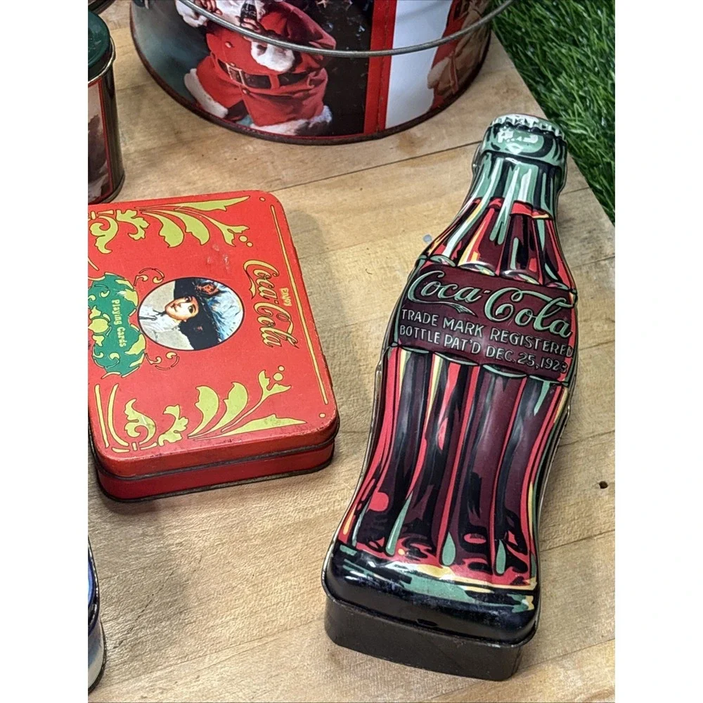 Vintage Coca-Cola Collectibles Lot 12 Pc Tins Puzzles Cards Candy Tin Decor